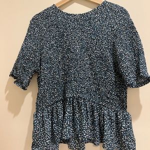 Teal dotted Ann Taylor Ruffle Peplum top